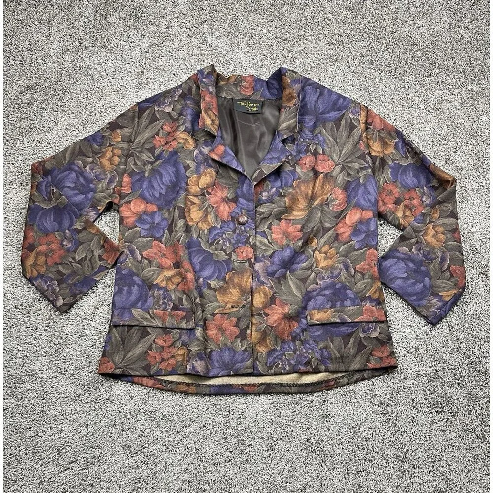 Toni Garment CC Magic VTG‎ 90s Artsy Oversize Boxy Floral Blazer Suit Jacket L
